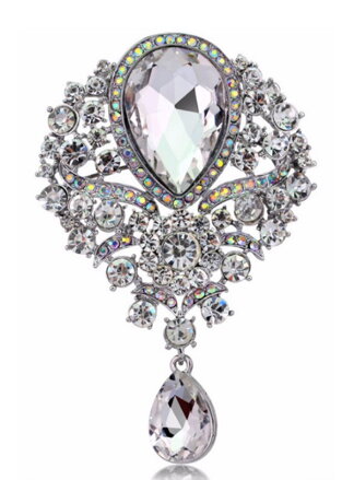 Brož Crystal Water Drop 4C3151 Silver