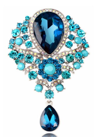 Brož Crystal Water Drop 4B22124 Tyrkys