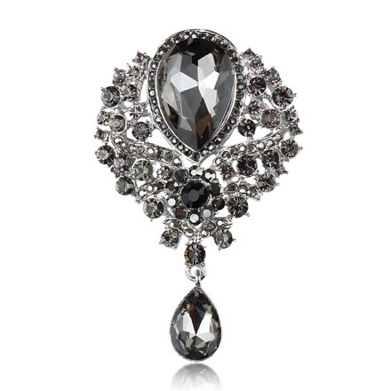 Brož Crystal Water Drop B22124 Black