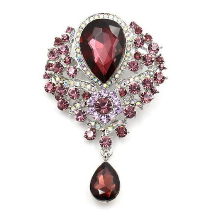 Brož Crystal Water Drop B22124 Purple