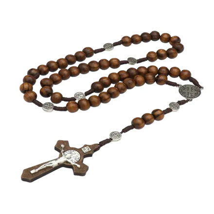 Růženec s dřevěnými perlami NC083 tmavě hnědý