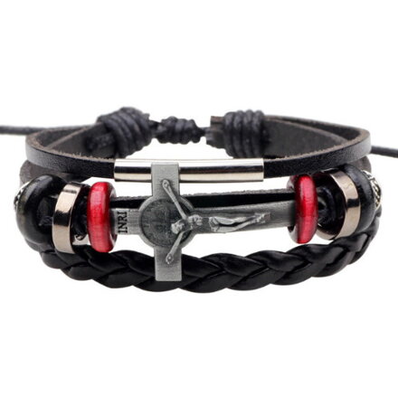 Kožený náramek Silver Cross M40554 černý