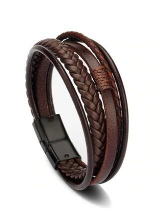 Náramek z kůže Leather SL007 hnědý