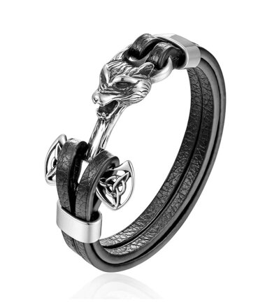 Kožený náramek Viking S315 Silver