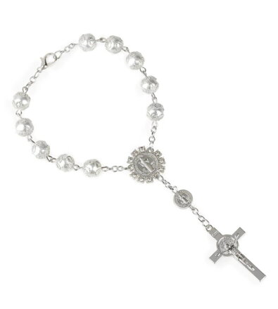 Náramek perlový růženec YL005 Silver