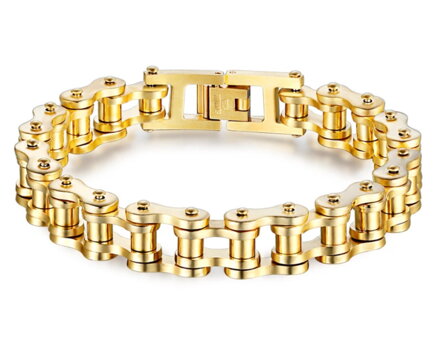 Náramek 30026 moto řetěz Golden 21,5 cm