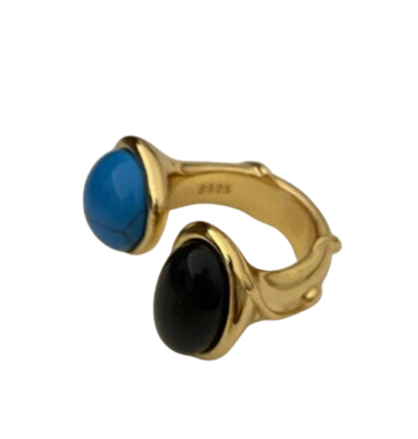Prsten Two Stones AM3080 Black-Blue