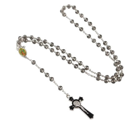 Skleněný růženec Black Cross S004