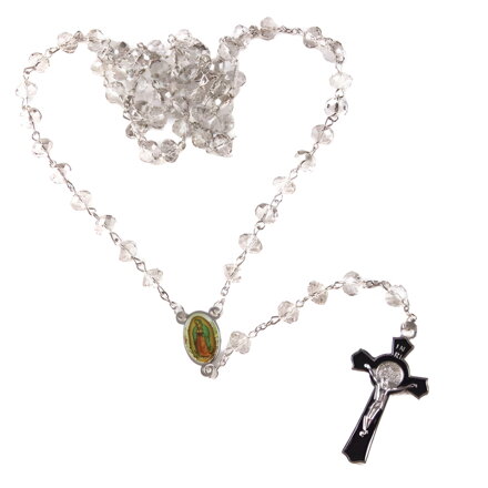 Skleněný růženec Black Cross S004