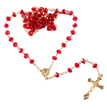 Skleněný růženec Red Crystal