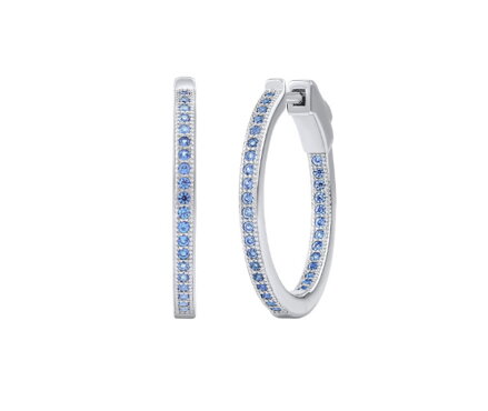 Stříbrné kruhové náušnice MILLA 22 mm s modrými Brilliance Zirconia