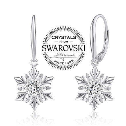 SILVEGO stříbrné náušnice sněhová vločka se Swarovski® Crystals - JJJE0811sw