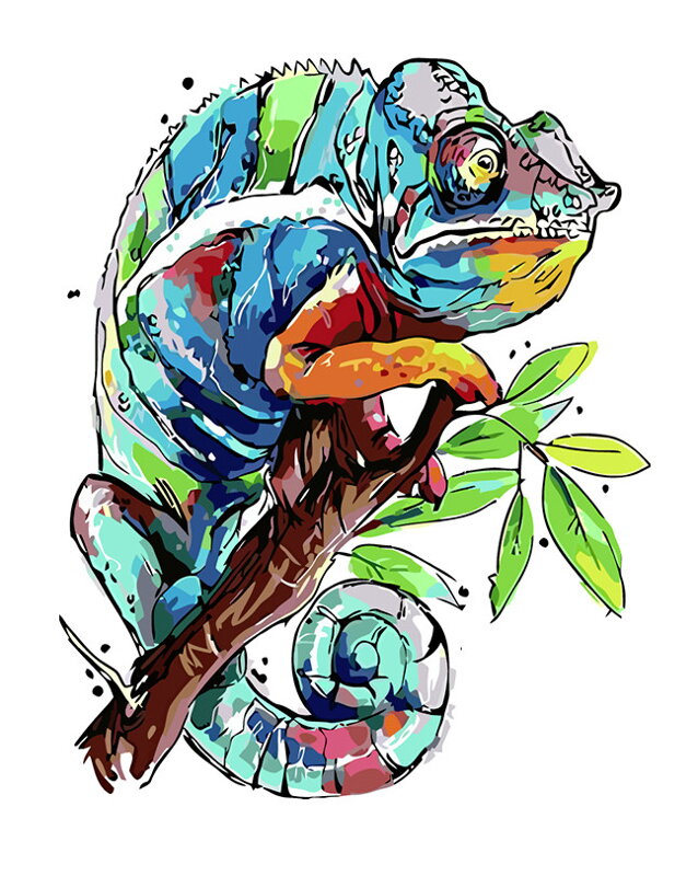 Malování podle čísel Chameleón Malování podle čísel Chameleón