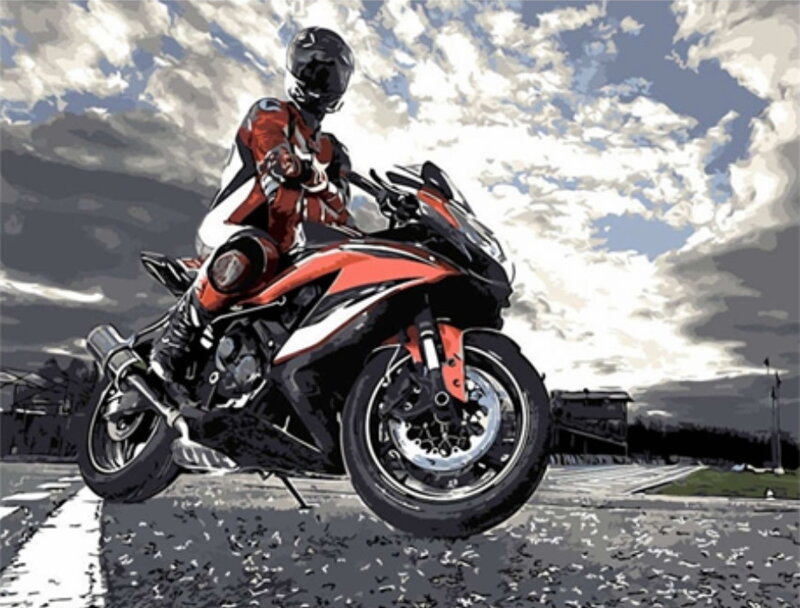 Malování podle čísel Motorkář Malování podle čísel Motorkář