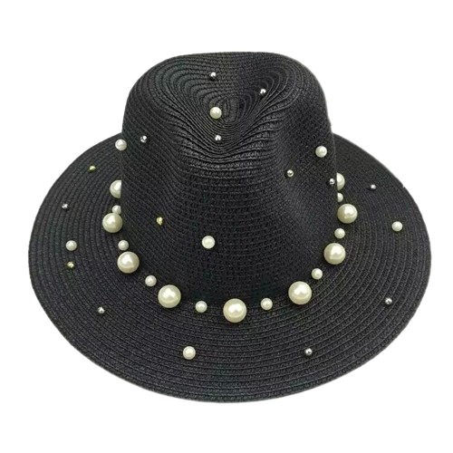Dámský klobouk s perlami MP1909 Black Dámský klobouk s perlami MP1909 Black