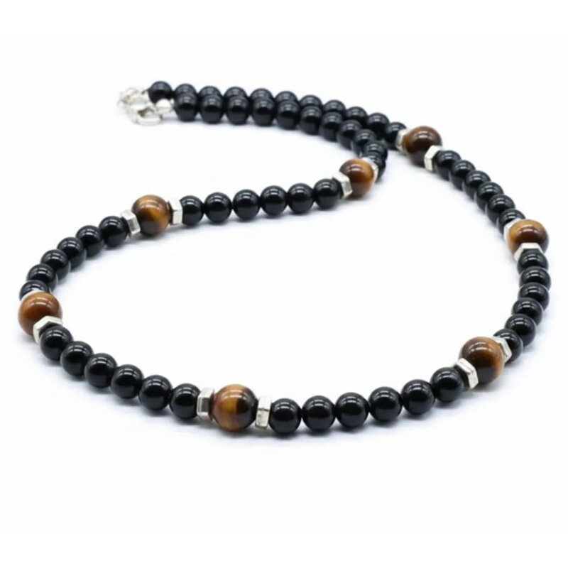 Náhrdelník z obsidiánu a tygřího oka AM336