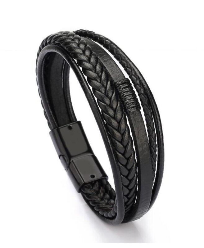 Náramek z kůže Leather SL007 Black 