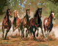Malování podle čísel Běžící koně