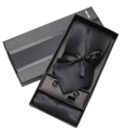 Dárková sada kravata, kapesníček a manžetové knoflíčky HX101 Black