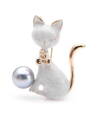 Brož Kočička s perlou bílá